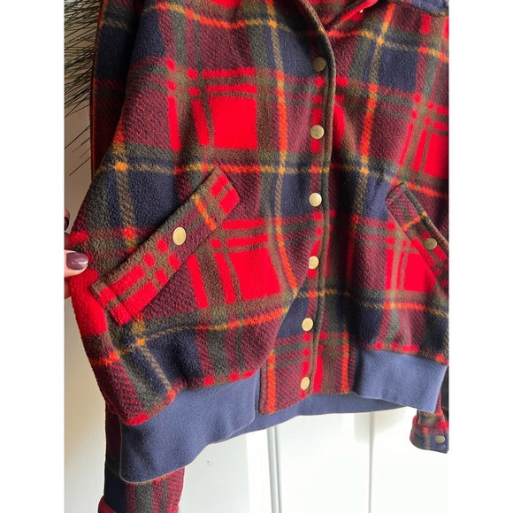 Vintage Fleece Bomber Lightweight Tartan Plaid Jacket Made in Nepal - Picture 5 of 12